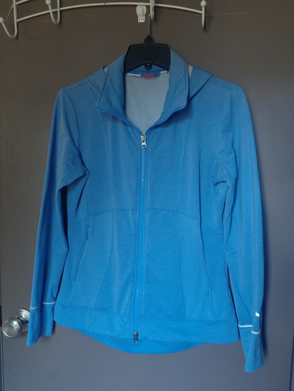 Light Blue Puma DryCELL Full-Zip Hooded Athletic Jacket